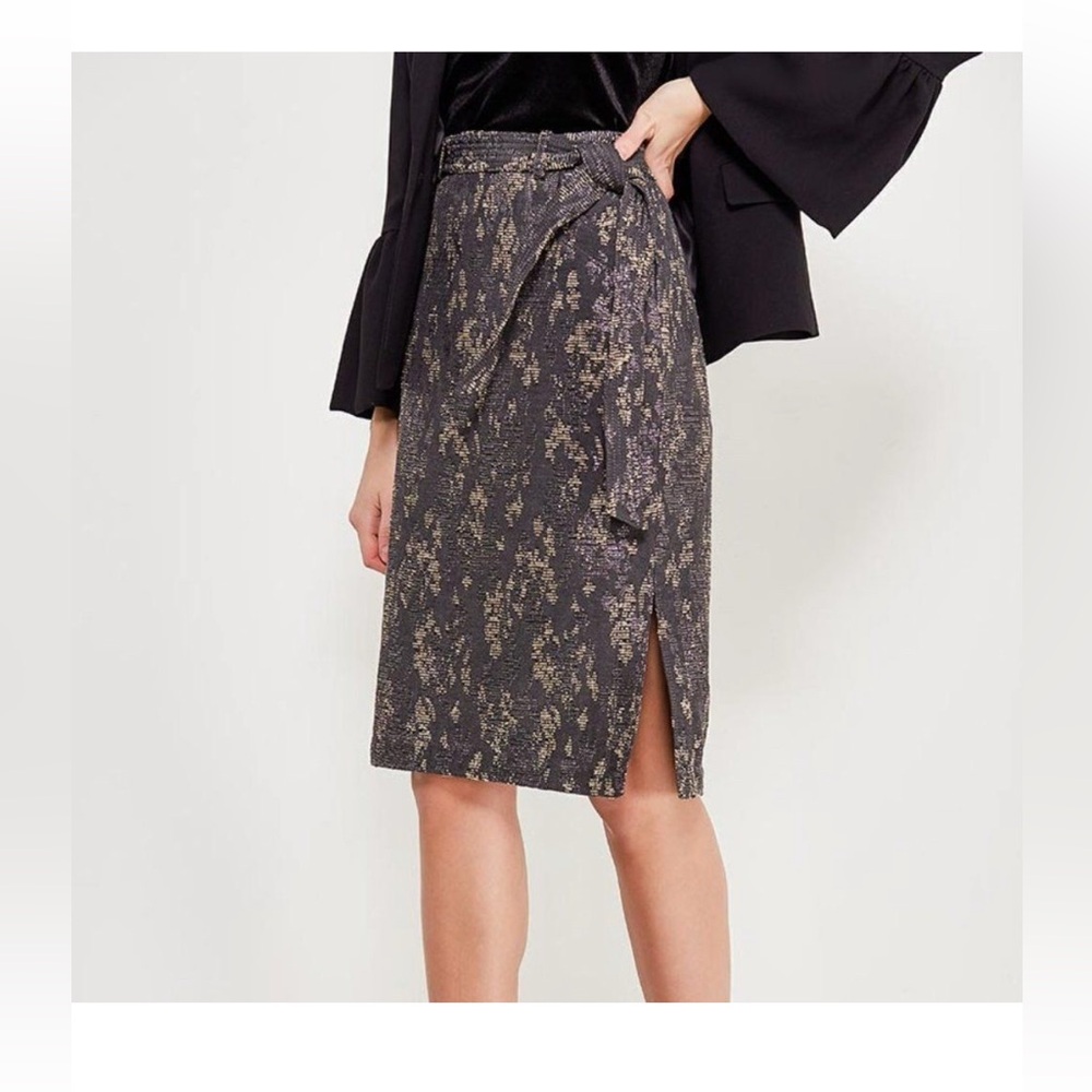 Banana Republic Jacquard Metallic Belted Pencil Skirt Size 8